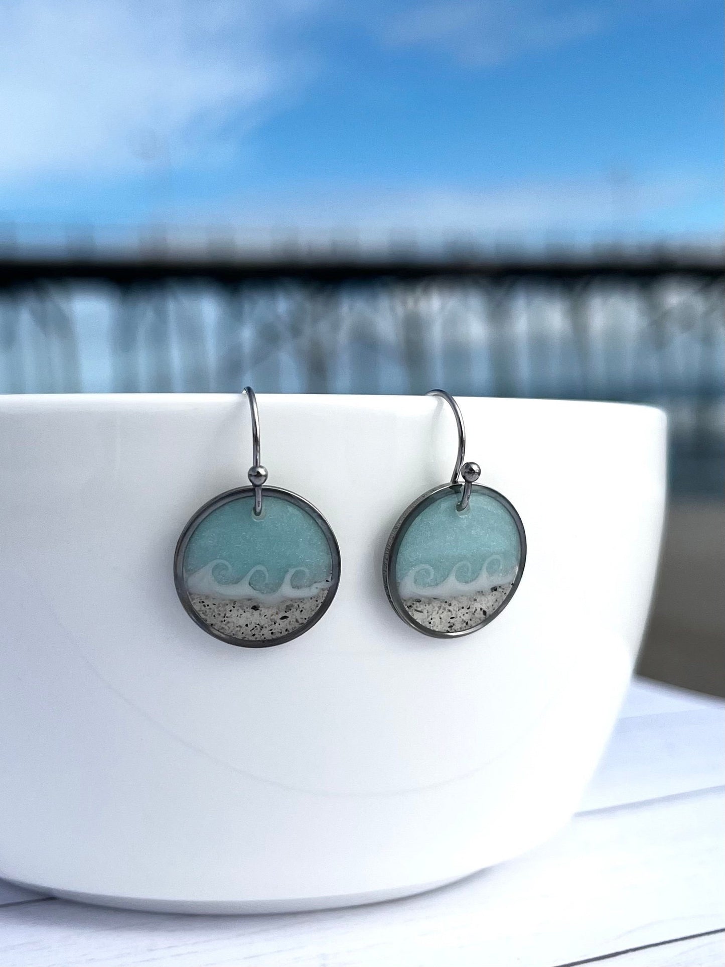Light Blue Circle Wave Dangles