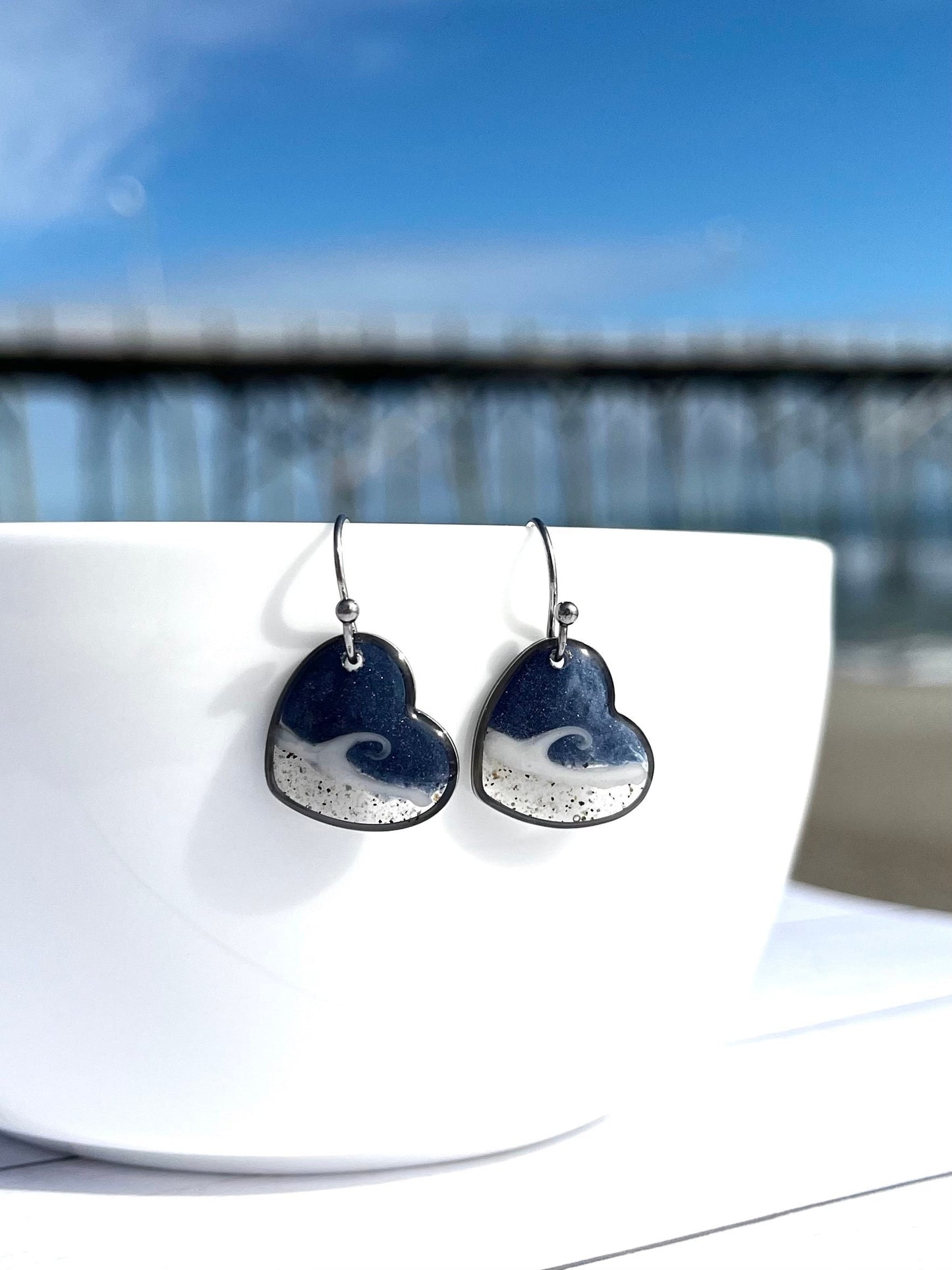 Heart Wave Dangles in Silver