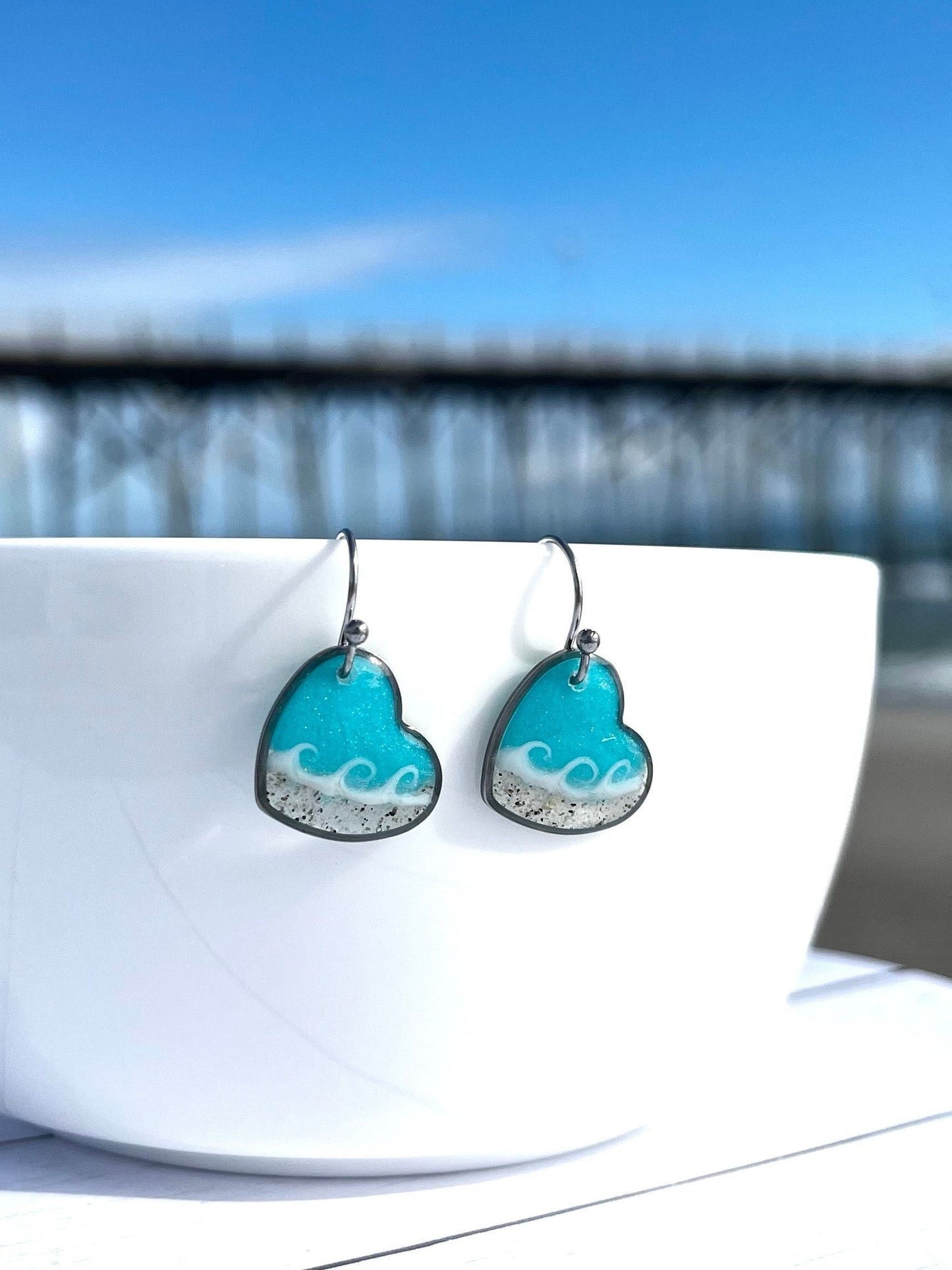 Heart Wave Dangles in Silver