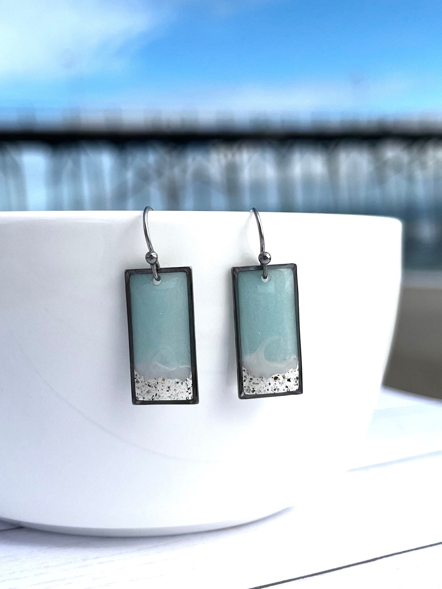 Light Blue Rectangle Wave Dangle