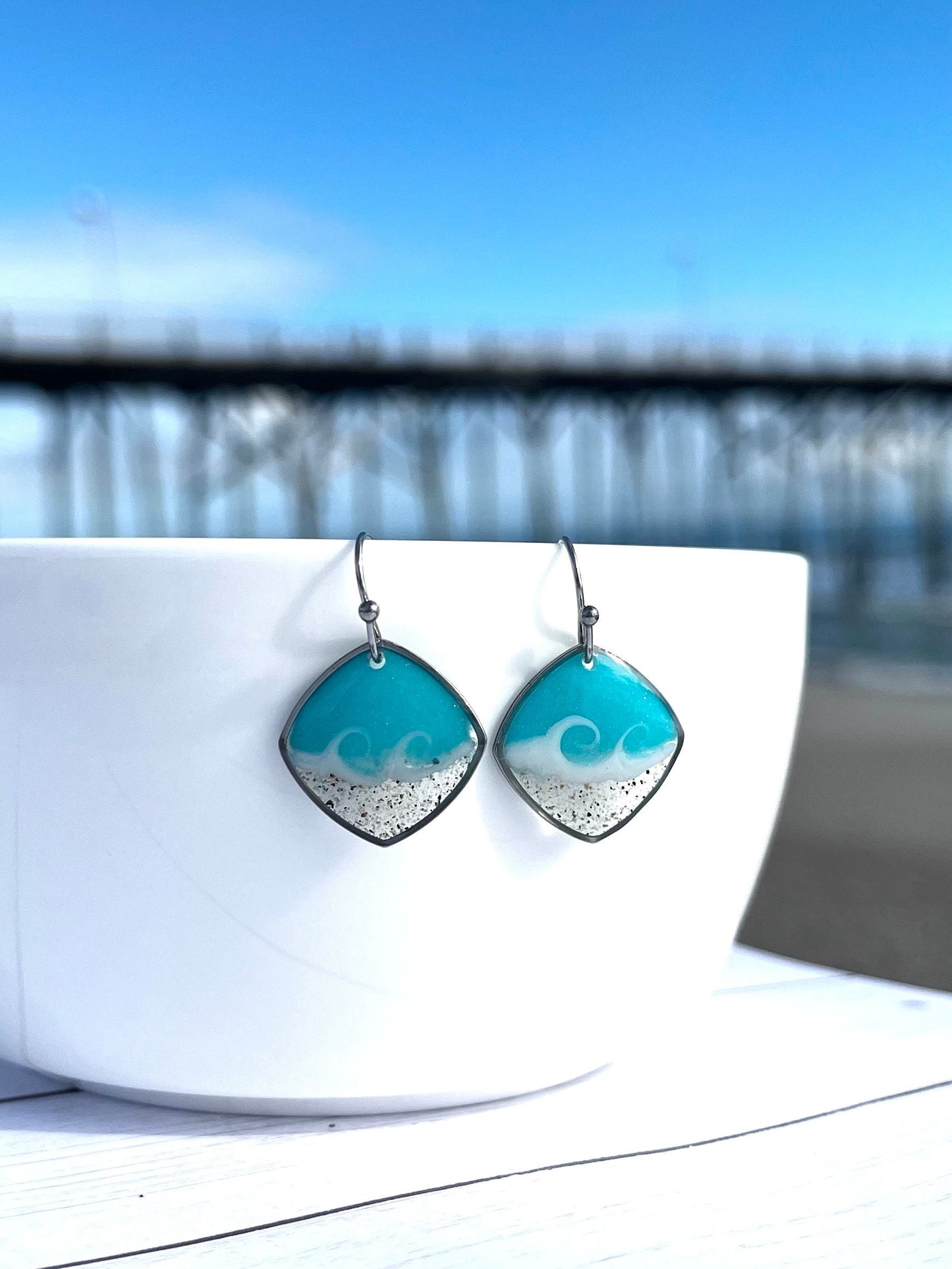 Square Wave Dangle in Silver
