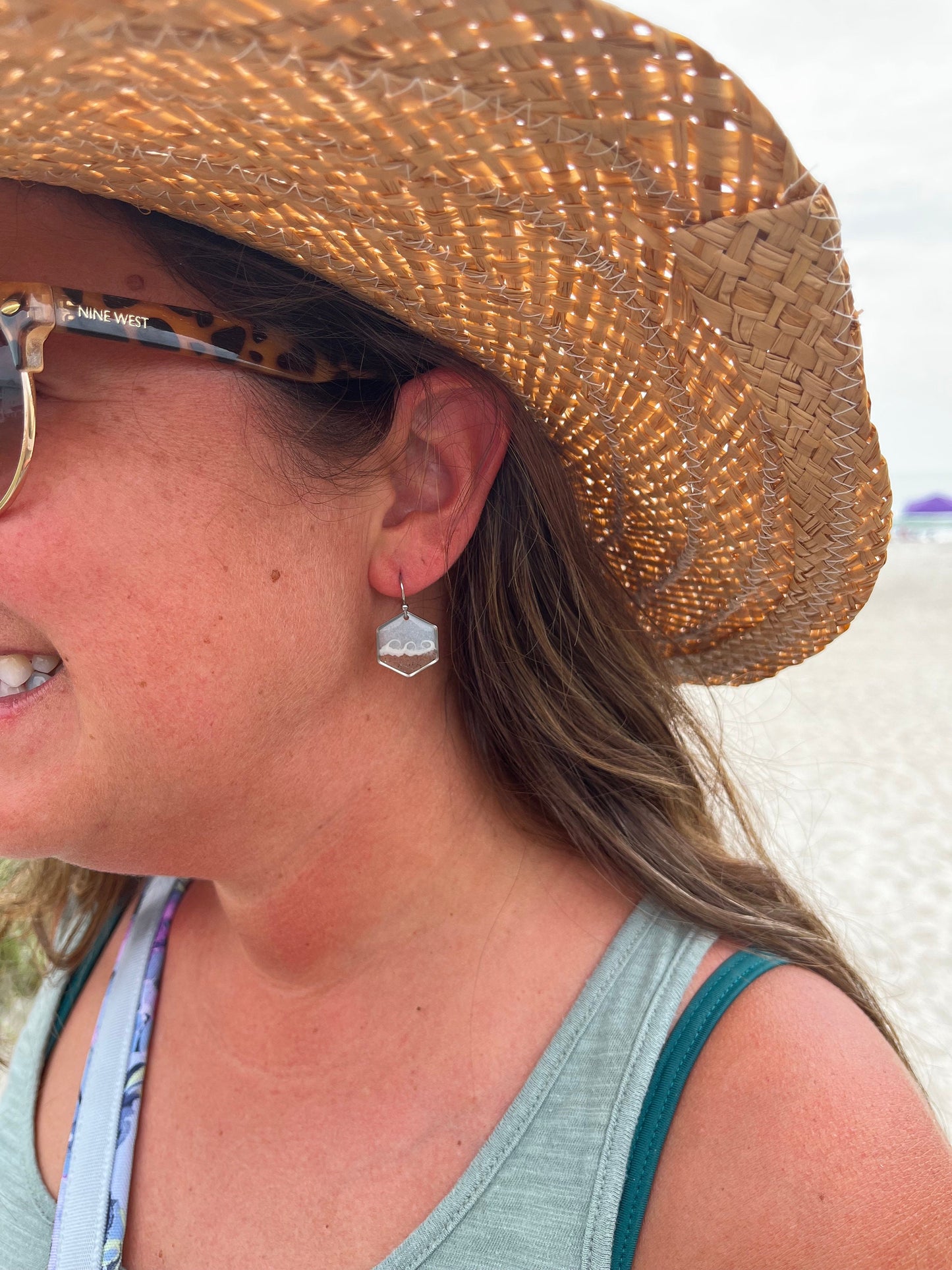 Hexagon Wave Dangles in Silver