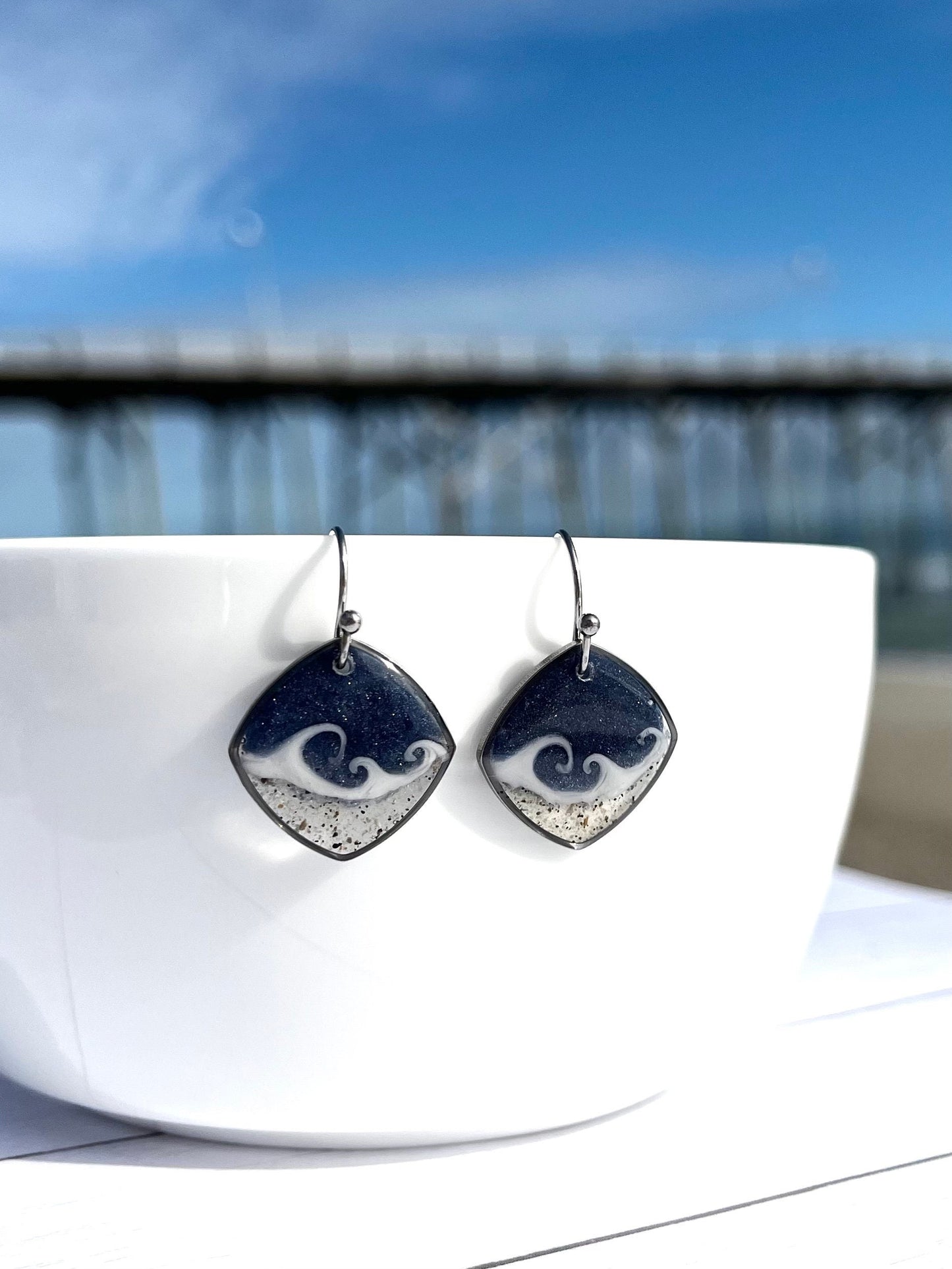Square Wave Dangle in Silver