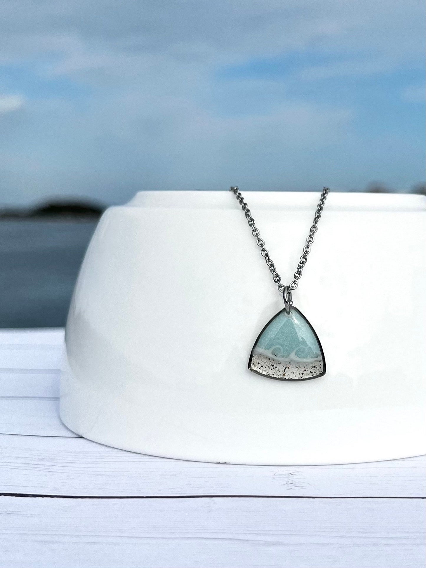 Light Blue Triangle Wave Necklace