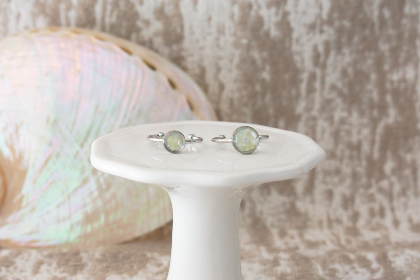 Crushed Shell Ring in Silver