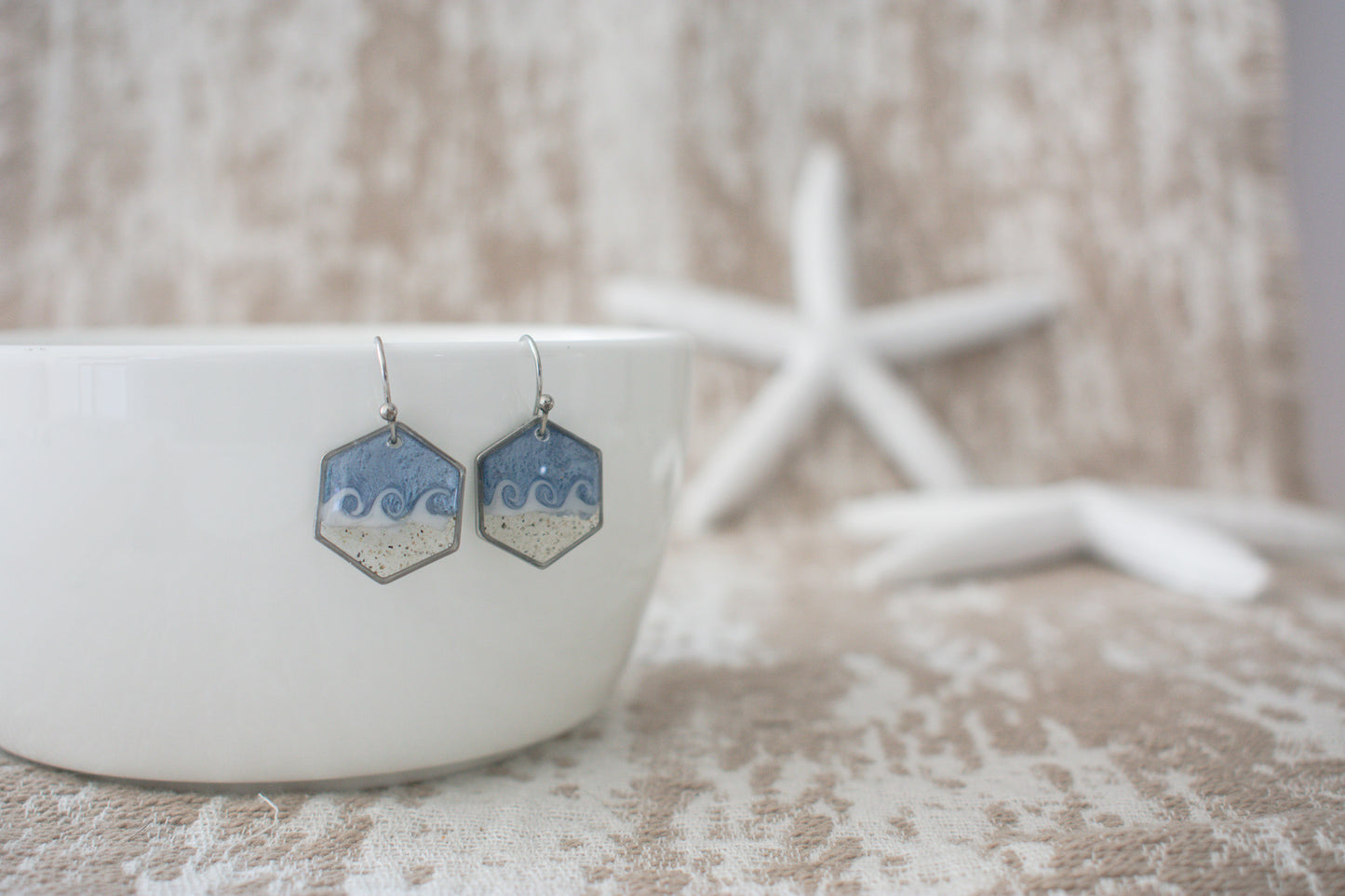 Hexagon Wave Dangles in Silver