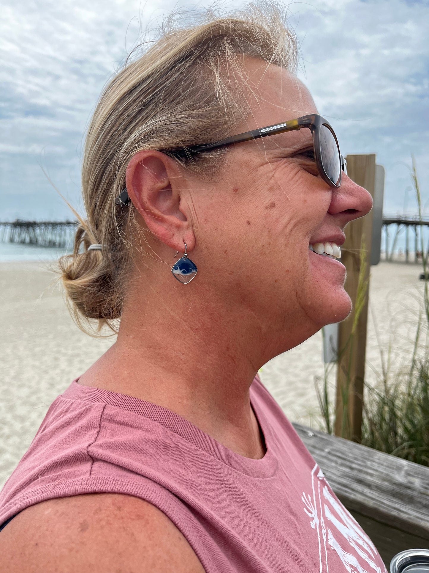 Navy SquareWave Dangle