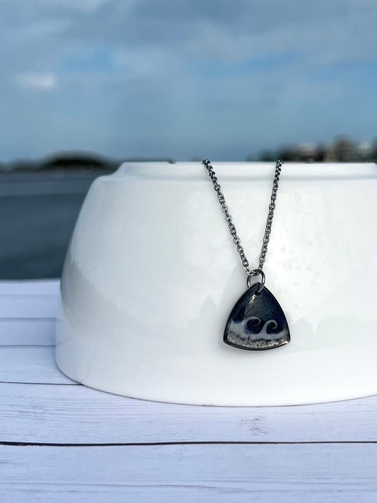 Navy Triangle Wave Necklace